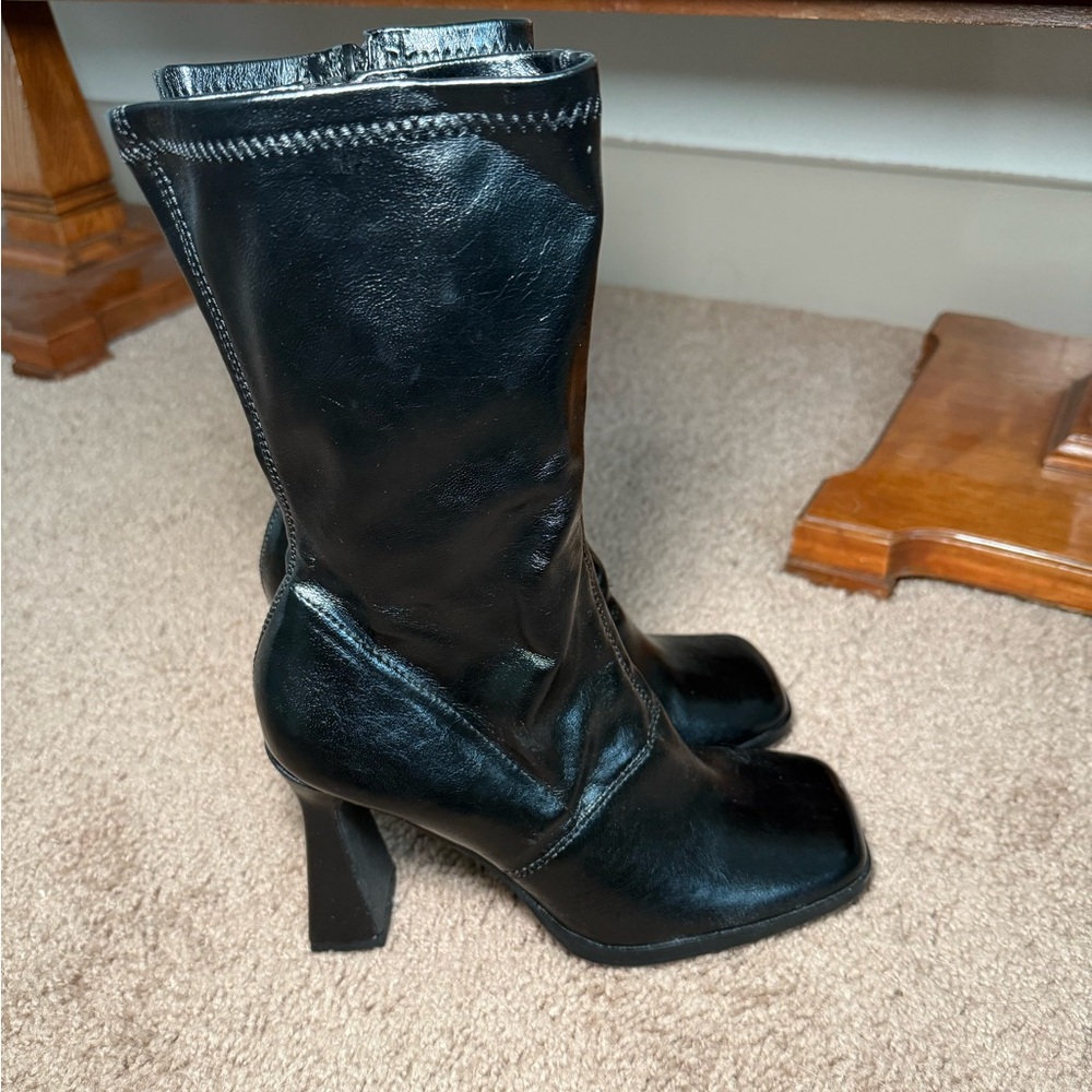 Black square toe boots - Topshop - Women’s size 8
